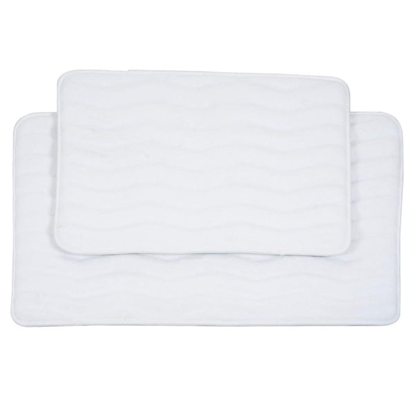 Bedford Home 2 Piece Memory Foam Bath Mat SetWhite - 67A-26549