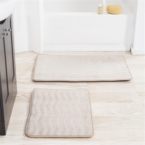Lavish Home Lavish Home Memory Foam Bath Mat Set, Ivory, 2PK - 67-10-I