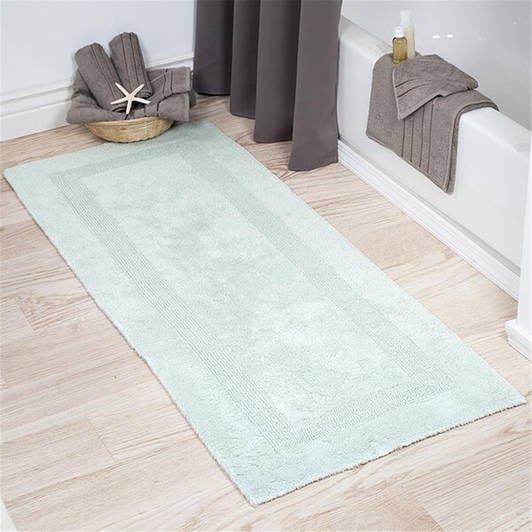 Daphnes Dinnette 24 x 60 in. Plus 100 Percent Cotton Bathroom Runner, Seafoam - DA3238773