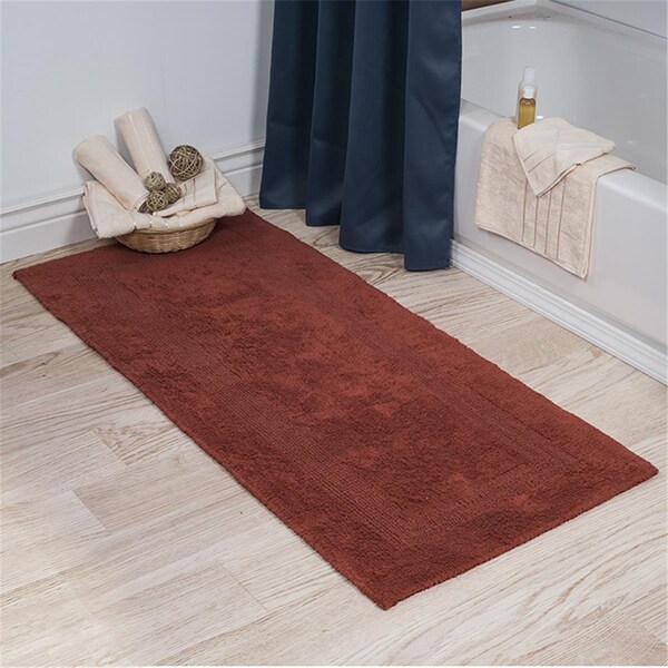 Daphnes Dinnette 24 x 60 in. Plus 100 Percent Cotton Bathroom Runner, Brick - DA3239727