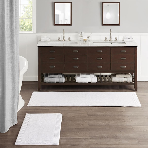 Madison Park White 100 Percent Cotton Tufted 3000GSM Reversible Bath Rug - MPS72-447