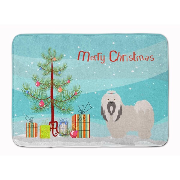 Carolines Treasures Lhasa Apso Christmas Machine Washable Memory Foam Mat - BB8481RUG