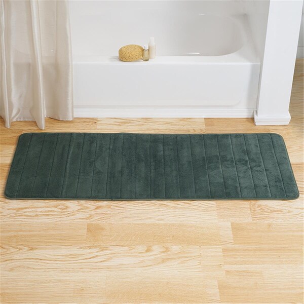 Daphnes Dinnette 60 x 24.25 x 0.62 in. Memory Foam Striped Extra Long Bath Mat - Green - DA3297221