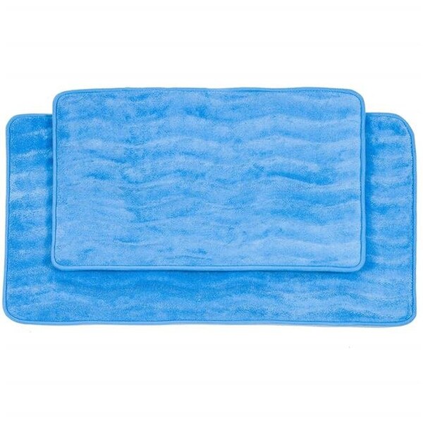 Bedford Home Bedford Home 67A-26563 2 Piece Memory Foam Bath Mat Set; Blue - 67A-26563