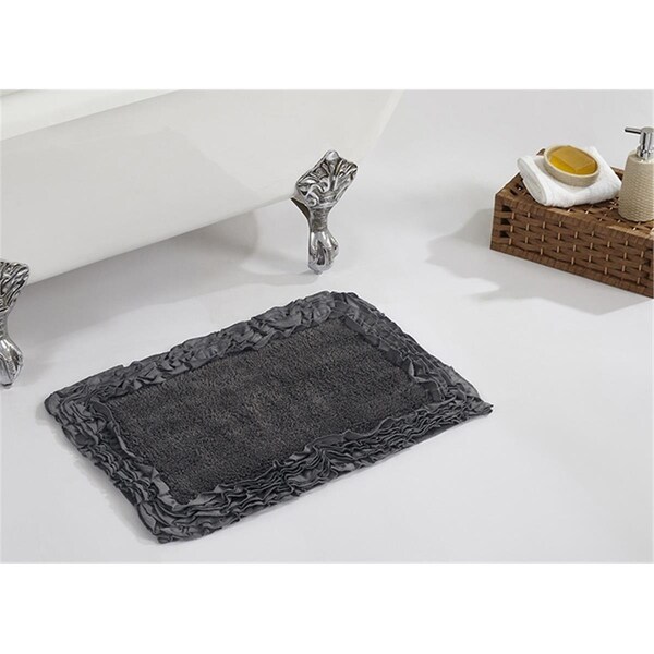 Better Trends Shaggy Border Collection 100% Cotton 17' x 24' Rectangle Bath Rug in Gray - BARR1724GRY