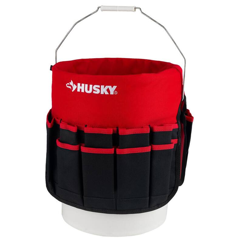 Husky 12 in. 30 Pocket Heavy Duty Bucket Jockey 5 Gallon In-Bucket Storage Tool Bag - HD10030-TH
