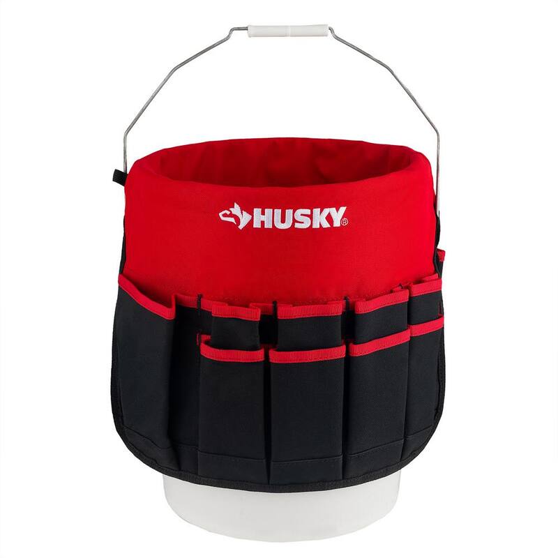 Husky 12 in. 30 Pocket Heavy Duty Bucket Jockey 5 Gallon In-Bucket Storage Tool Bag - HD10030-TH