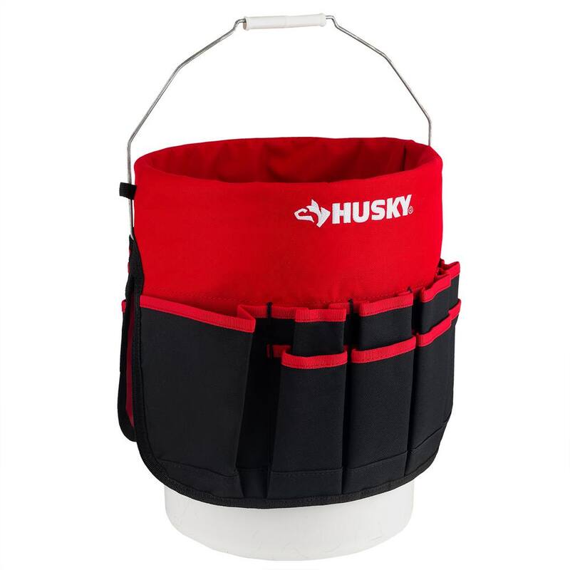Husky 12 in. 30 Pocket Heavy Duty Bucket Jockey 5 Gallon In-Bucket Storage Tool Bag - HD10030-TH