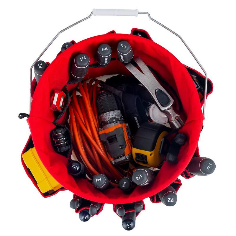 Husky 12 in. 30 Pocket Heavy Duty Bucket Jockey 5 Gallon In-Bucket Storage Tool Bag - HD10030-TH