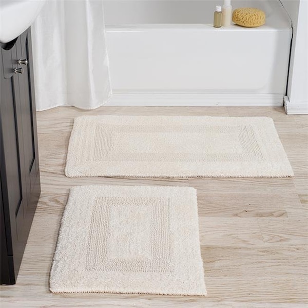 Lavish Home Lavish Home 67-0018-I 100 Percent Cotton 2 Piece Bathroom Runner Set; Ivory - 67-0018-I