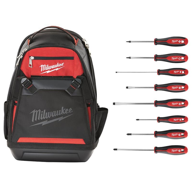 Milwaukee Jobsite Backpack with Screwdriver Set (8-Piece) - 48-22-8200-48-22-2718