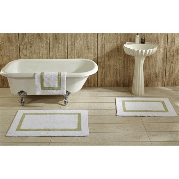 Better Trends Better Trends BAHO1724WHSA Hotel Collection Bathrug; White & Sage - 17 x 24 in. Set of 2 - BAHO1724WHSA