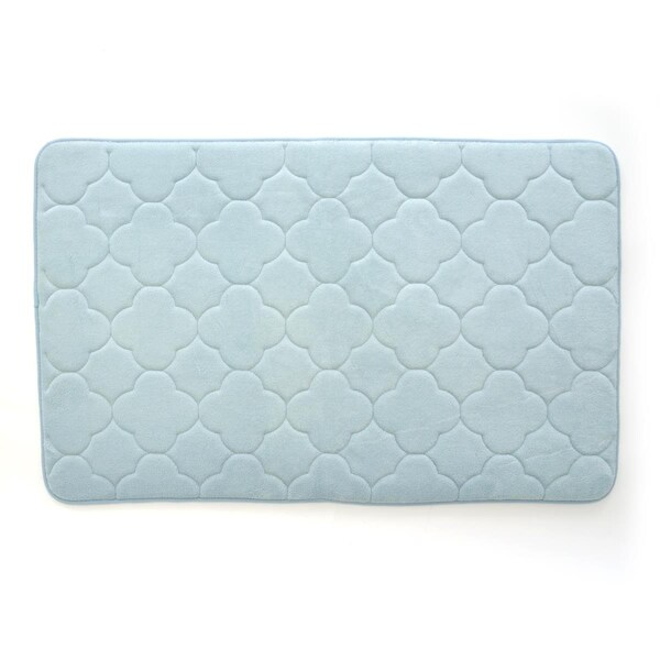 Betterbeds 17 x 24 in. Embroidered Memory Foam Bath Mat - Sterling Blue - BE3034855