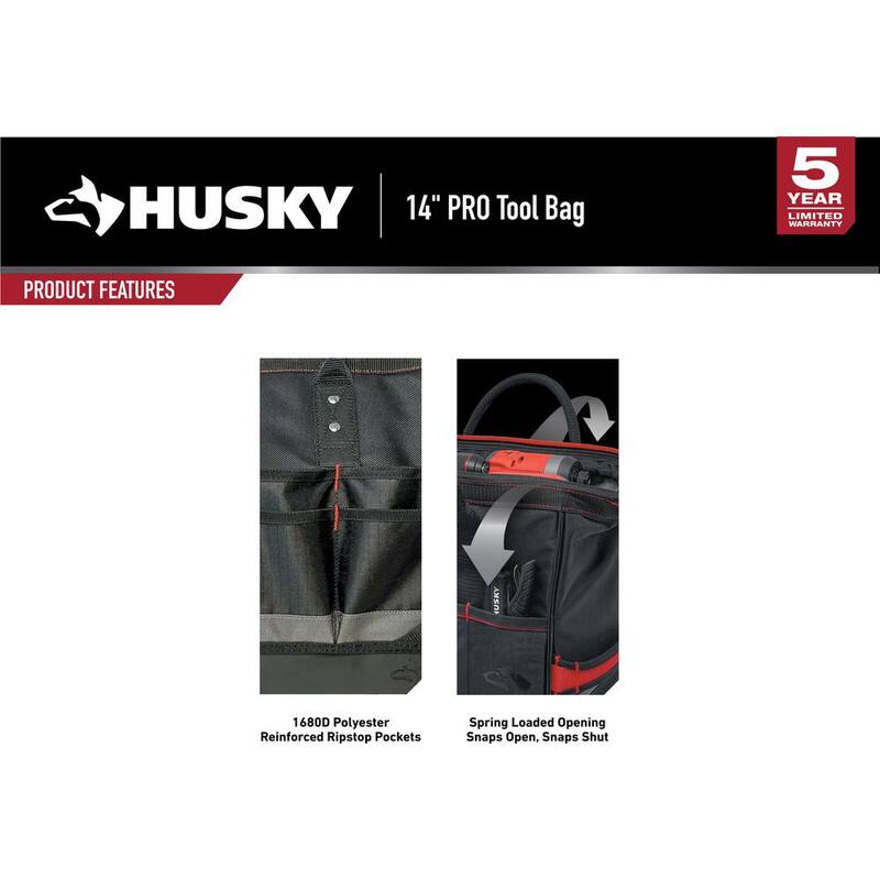 Husky Heavy-Duty 14 in. PRO Tool Bag - H-014-SLO