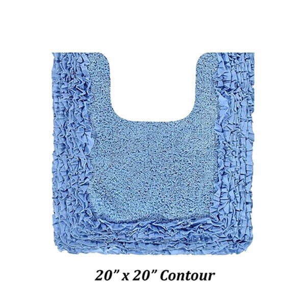 Better Trends Shaggy Border Collection 100% Cotton 20' x 20' Contour Bath Rug in Blue - BARR2020BL