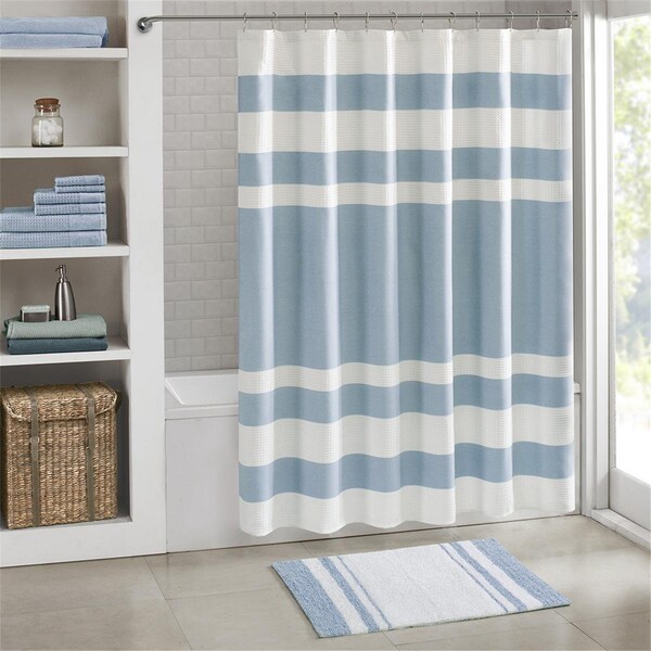 Madison Park Blue 100 Percent Cotton Reversible Bath Rug - MP72-6212