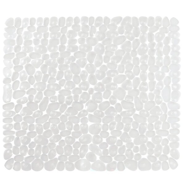 Interdesign iDESIGN Shower Mat, 22 in L, 22 in W, Square, Pebblz Pattern, Plastic/Vinyl Rug, Clear - 80210