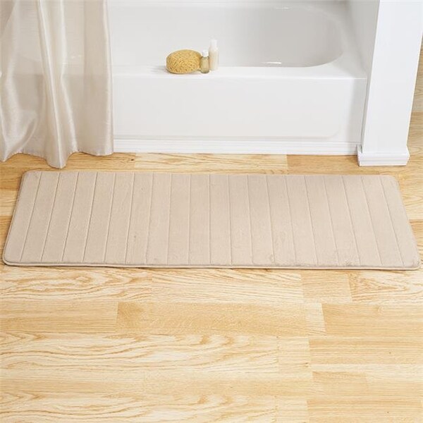 Lavish Home Lavish Home 67-17-I 60 x 24.25 x 0.62 in. Memory Foam Striped Extra Long Bath Mat - Beige - 67-17-I