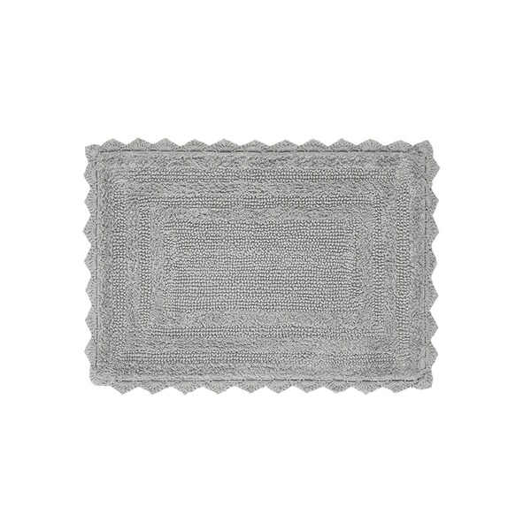 Better Trends Lilly Crochet Collection 100% Cotton 17' x 24' Rectangle Bath Rug in Gray - BALIL1724GRY
