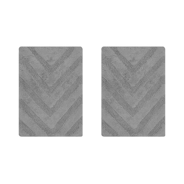 Better Trends Hugo Collection 100% Cotton 2 Piece Set 17' x 24', 17' x 24' Bath Rug Set in Gray - BAHG2PC1724GRY