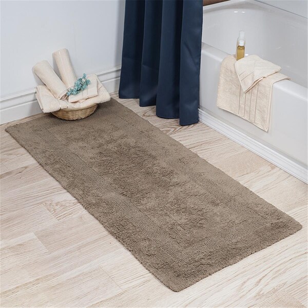 Daphnes Dinnette 24 x 60 in. Plus 100 Percent Cotton Bathroom Runner, Taupe - DA3234919