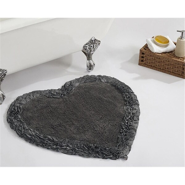 Better Trends Shaggy Border Collection 100% Cotton 30' Heart Bath Rug in Gray - BARR30HGRY