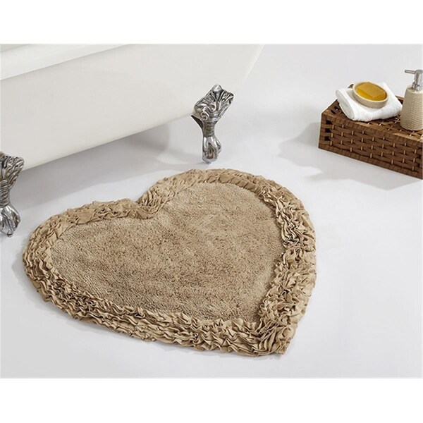 Better Trends Shaggy Border Collection 100% Cotton 30' Heart Bath Rug in Beige - BARR30HBE