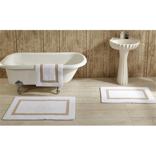 Convenience Concepts Hotel Collection Bathrug White &amp; Sand - 17 x 24 in. Set of 2 - HI1613833