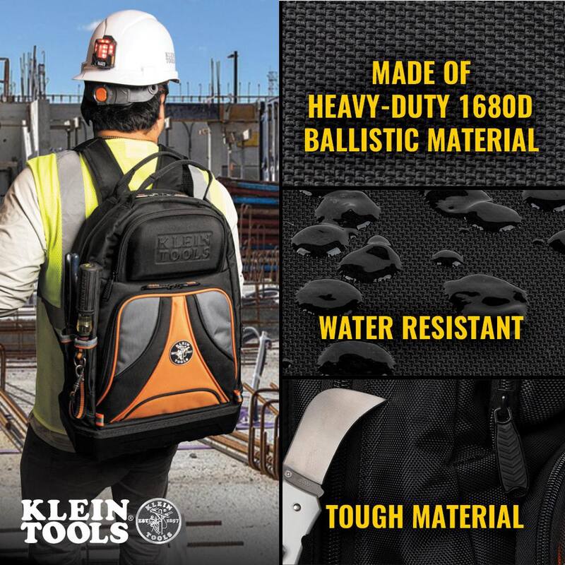 Klein Tools Tradesman Pro Tool Bag Backpack, 39 Pockets, Black, 14-Inch - 55421BP-14