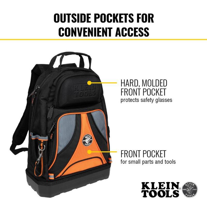 Klein Tools Tradesman Pro Tool Bag Backpack, 39 Pockets, Black, 14-Inch - 55421BP-14