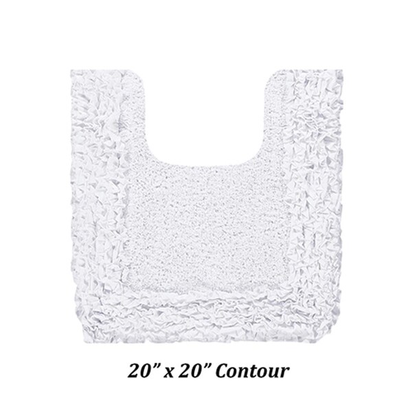 Better Trends Shaggy Border Collection 100% Cotton 20' x 20' Contour Bath Rug in White - BARR2020WH