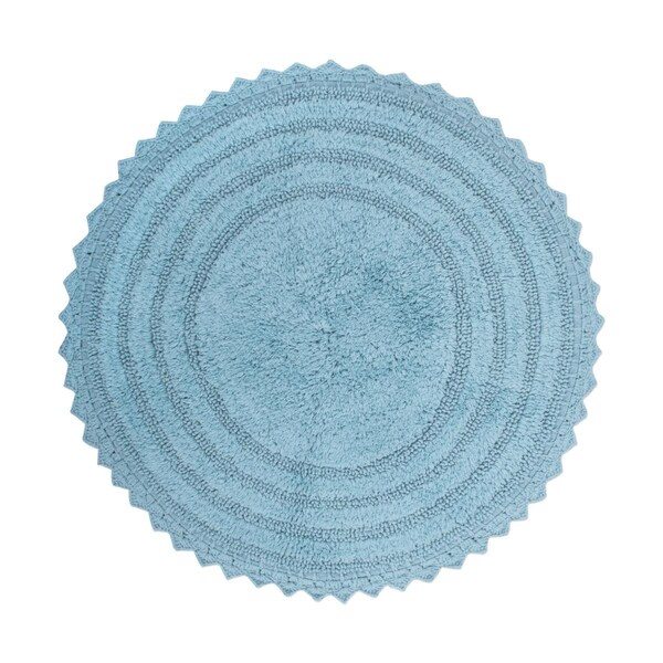 Convenience Concepts Cameo Blue Round Crochet Bath Mat - HI2209011