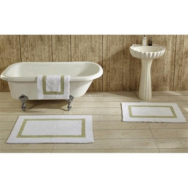Better Trends Better Trends BAHO2440WHSA Hotel Collection Bathrug; White & Sage - 24 x 40 in. Set of 2 - BAHO2440WHSA