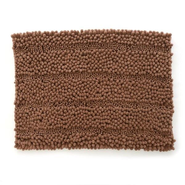 Betterbeds 21 x 34 in. Ultra Plush Jumbo Striped Chenille Bath Mat - Sand - BE3031398