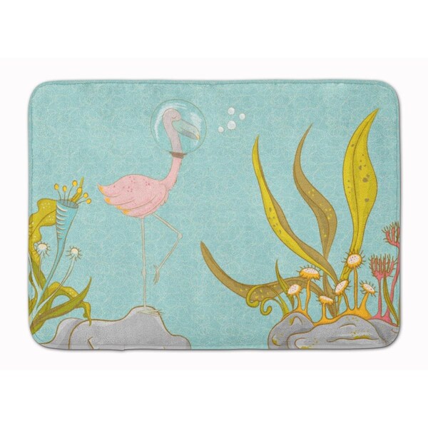 Carolines Treasures Flamingo Underwater No. 2 Machine Washable Memory Foam Mat - BB8557RUG