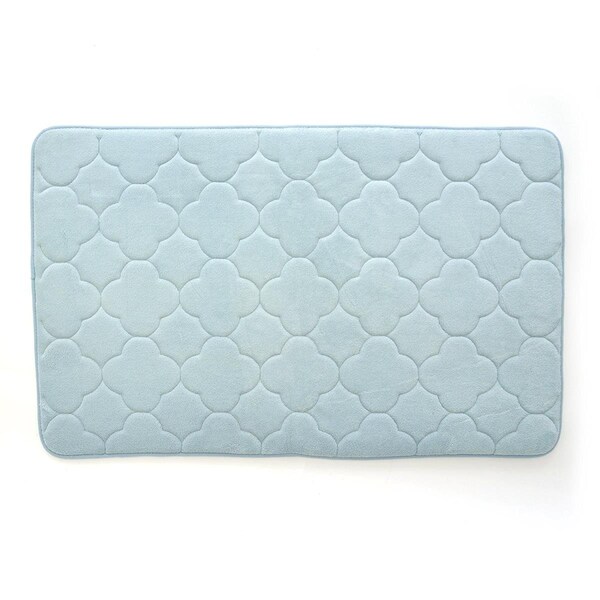 Betterbeds 24 x 40 in. Embroidered Memory Foam Bath Mat - Sterling Blue - BE3024256