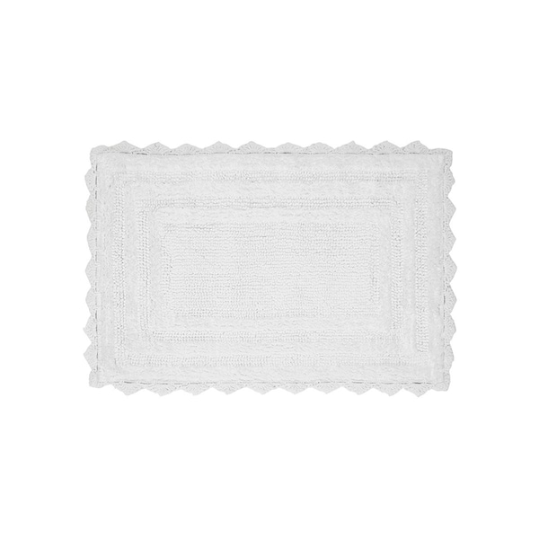 Better Trends Lilly Crochet Collection 100% Cotton 17' x 24' Rectangle Bath Rug in White - BALIL1724WH