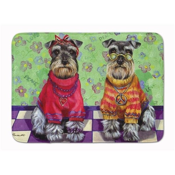 Carolines Treasures Carolines Treasures PPP3333RUG 19 x 27 in. Schnauzer Love & Peace Machine Washable Memory Foam Mat - PPP3333RUG