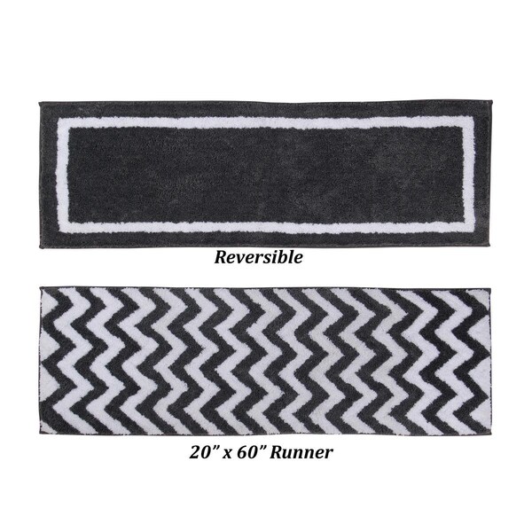 Convenience Concepts Pegasus Collection 100% Polyester  20' x 60' Runner Bath Rug in Charcoal - HI3691218