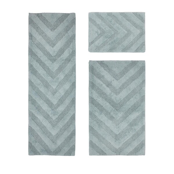 Convenience Concepts Hugo Collection 100% Cotton 3 Piece Set 17' x 24' | 24' x 40' | 20' x 60' Bath Rug Set in Blue - HI3135354