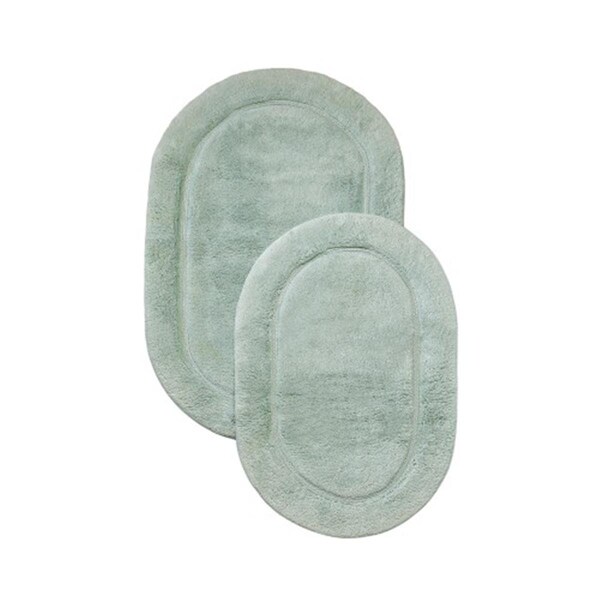 Superior Cotton Oval Bath Rug Set - Sage- 2 Pieces, 2PK - BATHRUG-OV2PC-SG