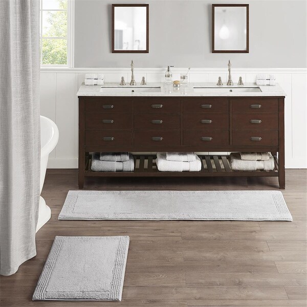 Madison Park Grey 100 Percent Cotton Tufted 3000GSM Reversible Bath Rug - MPS72-474
