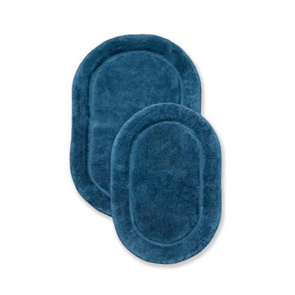 Superior Cotton Oval Bath Rug Set - Sapphire, 2 Pieces, 2PK - BATHRUG-OV2PC-SP