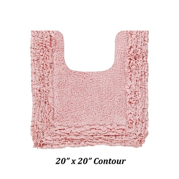 Better Trends Shaggy Border Collection 100% Cotton 20' x 20' Contour Bath Rug in Pink - BARR2020PI