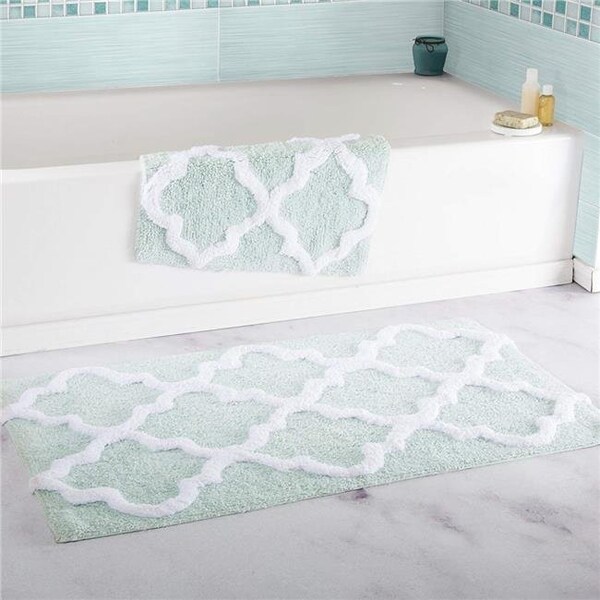 Bedford Home Bedford Home 67A-78461 100 Percent Cotton 2 Piece Trellis Bathroom Mat Set - Seafoam - 67A-78461