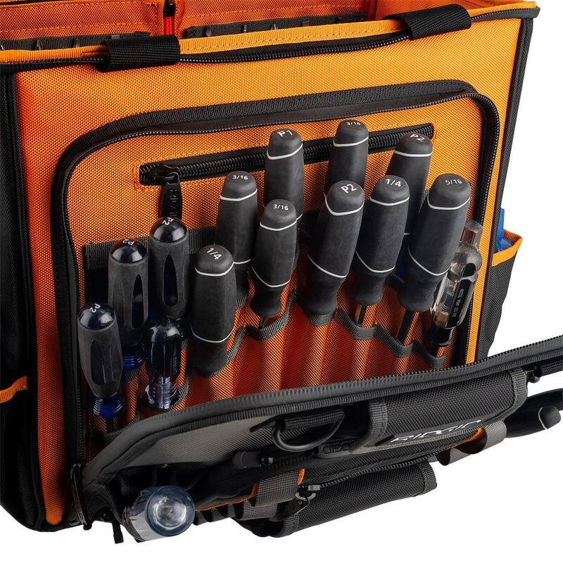 RIDGID 17 in. 64 Pocket Professional Grade Rolling Tool Bag - RD65016-TH