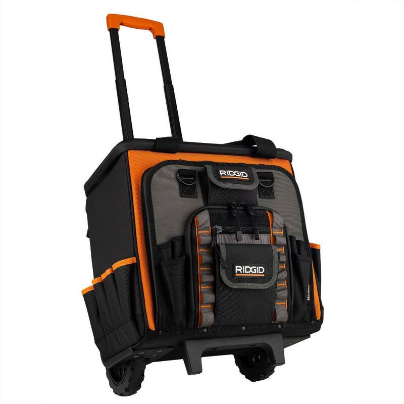 RIDGID 17 in. 64 Pocket Professional Grade Rolling Tool Bag - RD65016-TH