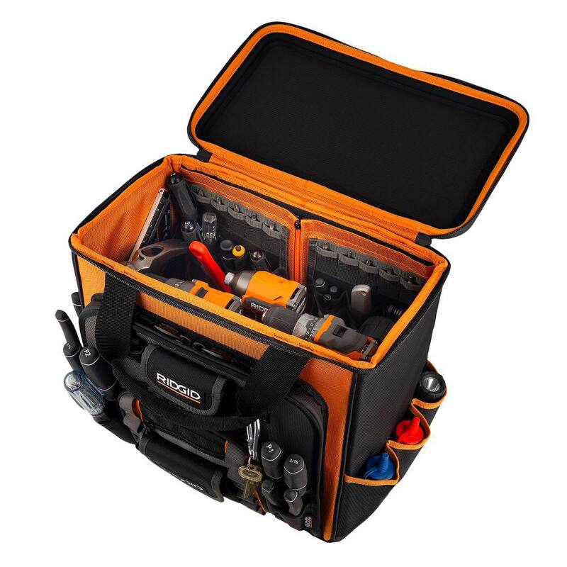 RIDGID 17 in. 64 Pocket Professional Grade Rolling Tool Bag - RD65016-TH