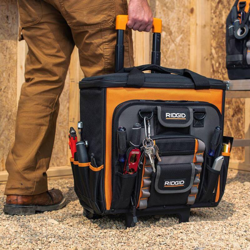 RIDGID 17 in. 64 Pocket Professional Grade Rolling Tool Bag - RD65016-TH