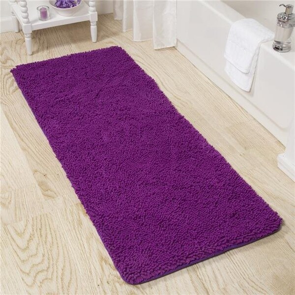 Bedford Home Bedford Home 67A-99124 Memory Foam Shag Bath Mat; 2 ft. by 5 ft. - Purple - 67A-99124